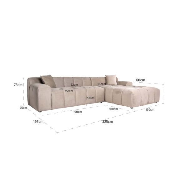 Sofa Cube 3-seater + lounge right (Quartz Khaki 903)