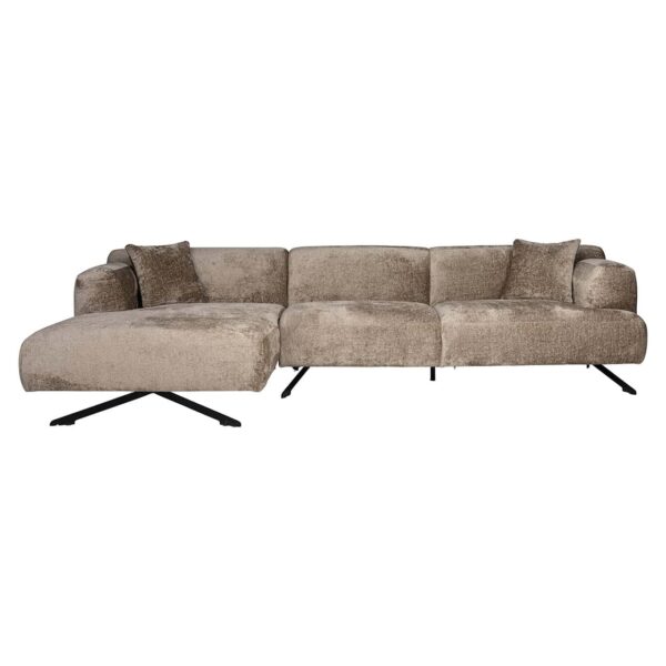 Sofa Donovan 3-seater + lounge left (Bergen 104 taupe chenille)