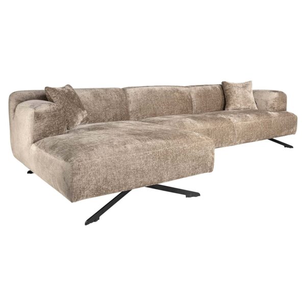 Sofa Donovan 3-seater + lounge left (Bergen 104 taupe chenille)