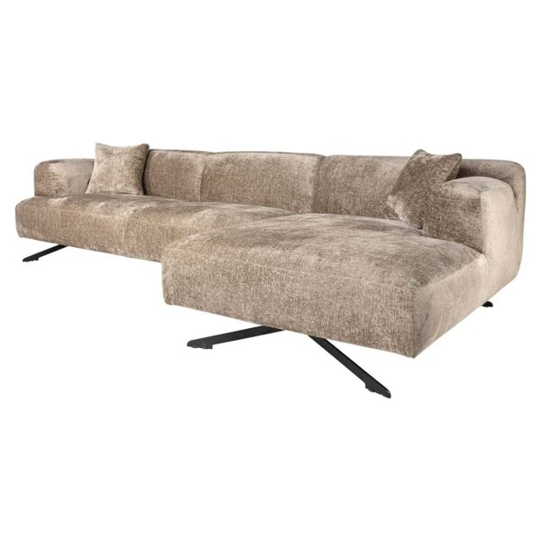 Sofa Donovan 3-seater + lounge right (Bergen 104 taupe chenille)