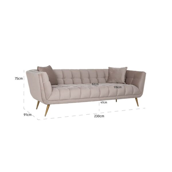 Sofa Huxley Khaki velvet / Brushed gold (Quartz Khaki 903)