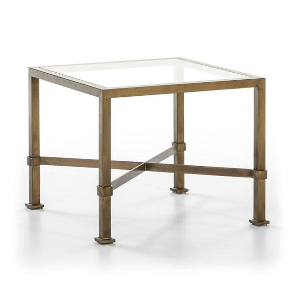 Mesa Auxiliar 60x60x50 Cristal/Metal Dorado Antique