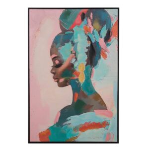 Cuadro Africana Con Marco Negro 80x4x120 Cm