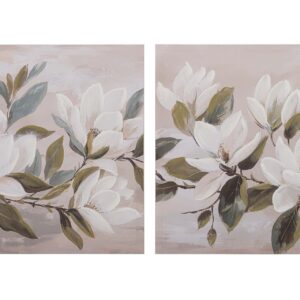 Set 2 Lienzos Flores 40% Pintado A Mano 60x3x60 Cm