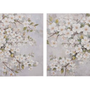 Set 2 Lienzos Almendro 40% Pintado Mano 60x3x60 Cm