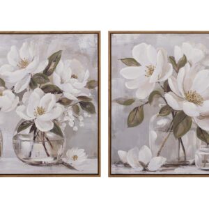 Set 2 Cuadros Flores Pintado A Mano 60x4x60 Cm