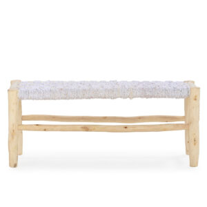 Banco 101x40x42 Madera/Esparto -- Natural/Blanco