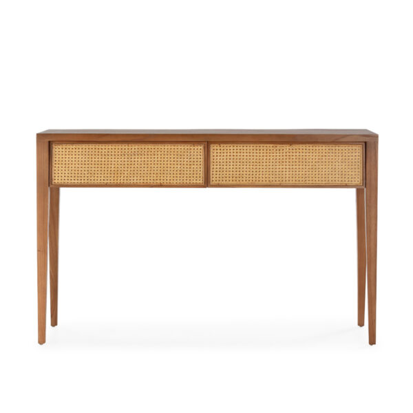Consola 140x45x87 Madera de Cedro/Ratán -- Marrón/Natural