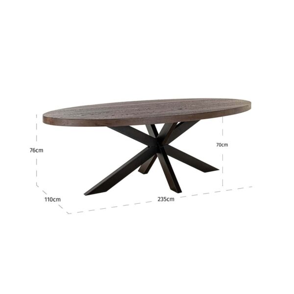 Dining table Watson brown 235 incl. spider leg black (Dark brown)