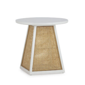 Mesa Auxiliar 50x50x50 Madera de Cedro/Ratán -- Blanco/Natural