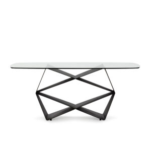 Mesa Comedor 180x90x75 Cristal/Metal -- Negro