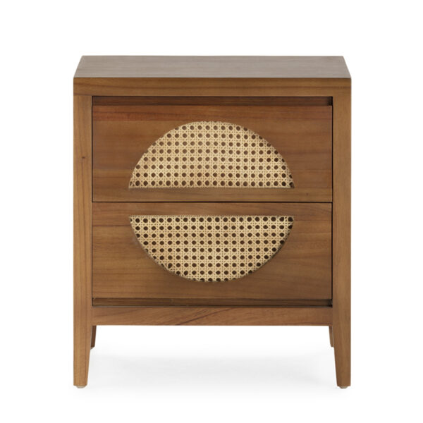 Mesita de Noche 45x35x51 Madera de Cedro/Ratán -- Marrón