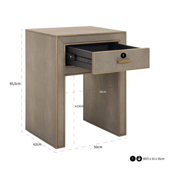 Nightstand Bloomville 1-drawer incl. glass (Brown)