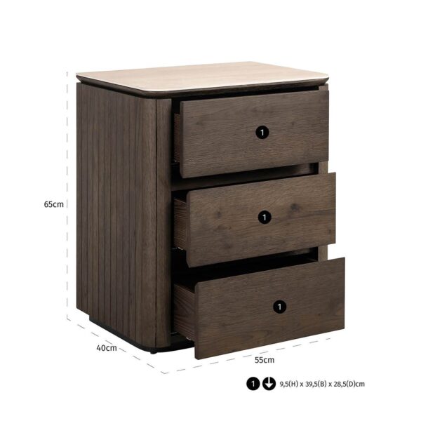 Nightstand Ritz 3-drawers (Brown)