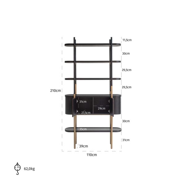 Storage cabinet Jameson 2-doors 4-shelves (Charcoal)