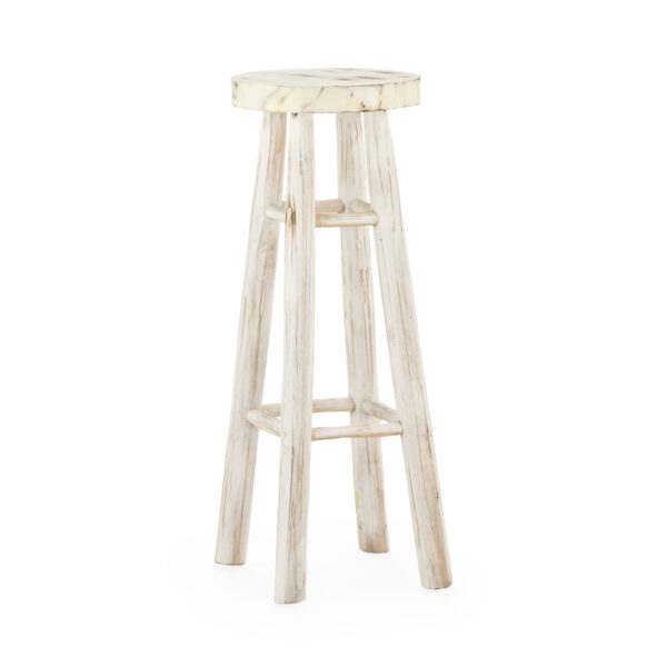 Taburete 40x40x80 Madera de Teca -- Blanco Lavado