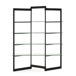 Estantería 140x40x182 Metal/Cristal Templado -- Negro