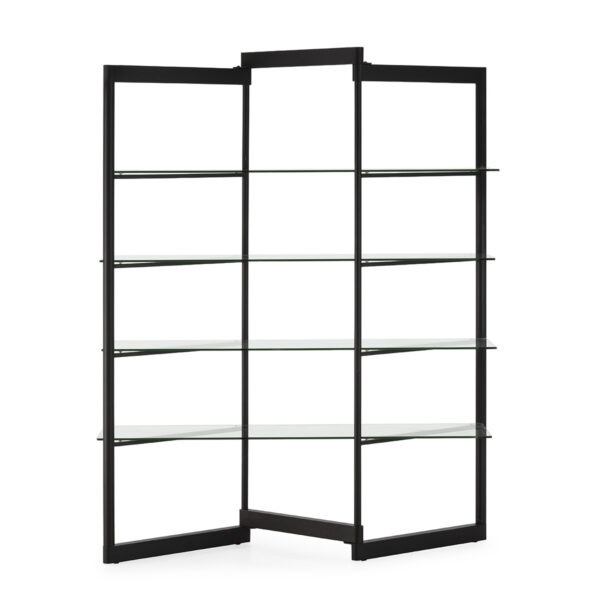 Estantería 140x40x182 Metal/Cristal Templado -- Negro