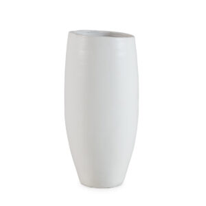 Jarrón 20x20x47 Terracota -- Blanco