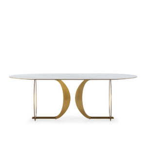 Mesa Comedor 110x220x76 Cerámica/Metal -- Dorado
