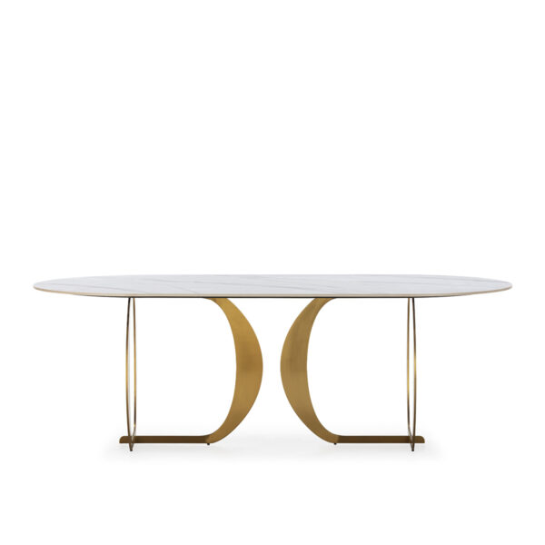 Mesa Comedor 110x220x76 Cerámica/Metal -- Dorado