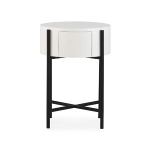 Mesita de Noche 48x48x61 Madera de Cedro/Metal -- Blanco/Negro