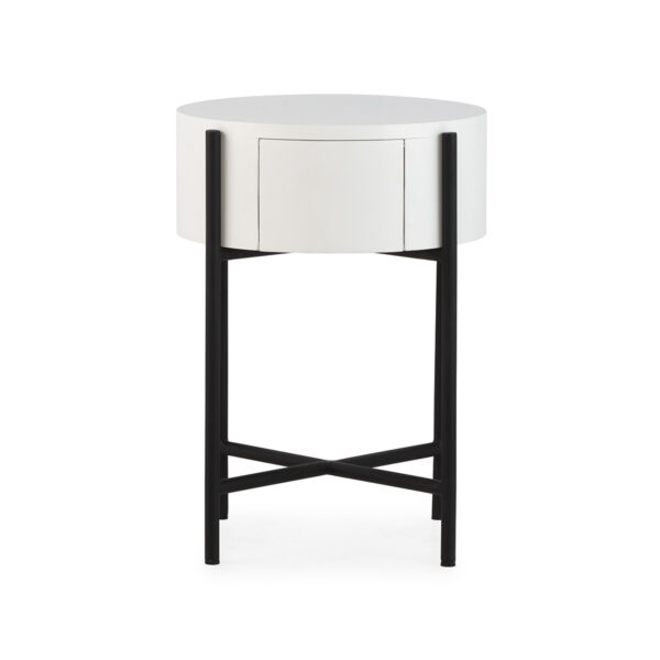 Mesita de Noche 48x48x61 Madera de Cedro/Metal -- Blanco/Negro
