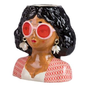 Maceta Ceramica Señora Con Gafas 22x16x24 Cm