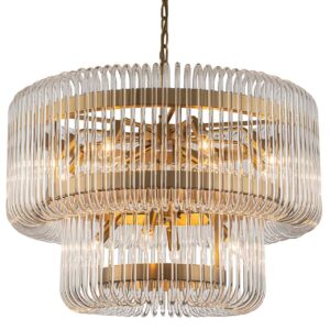 Lampara Techo Cristal Metal Dorado 80x80x70 Cm