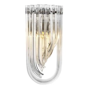 Aplique Pared Cristal Metal Plateado 18x10x40 Cm