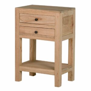 Mesita Madera Mindi Natural 2 Cajones 45x30x66 Cm