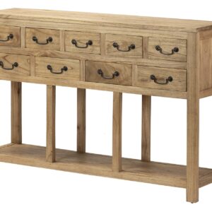 Aparador Madera Natural 9 Cajones 120x30x80 Cm
