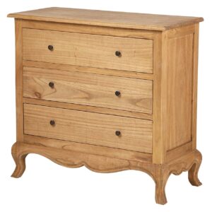 Comoda 3 Cajones Madera Mindi Marron 90x40x85 Cm