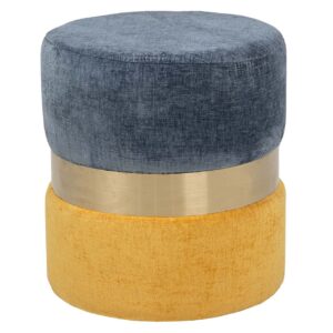 Puff Poliester Azul Amarillo 40x40x43 Cm