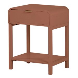 Mesita De Noche 1 Cajon Pino Mdf Marron 48x36x61cm