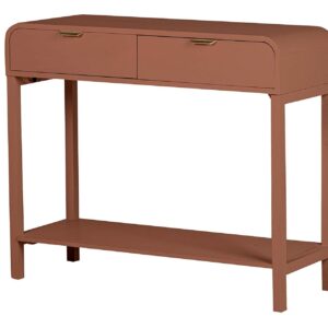 Consola 2 Cajones Pino Mdf Marron 90x32x75 Cm