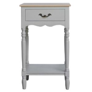 Mesita De Noche 1 Cajon Pino Mdf Gris 45x35x75 Cm