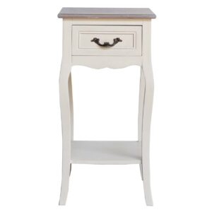 Mesita De Noche 1 Cajon Pino Mdf Beige 35x35x69 Cm