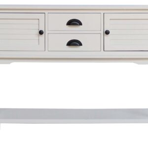 Consola Puertas Cajones Pino Mdf Gris 106x30x81 Cm