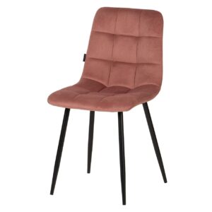 Silla Metal Velvet Rosa Negro 48x56x80 Cm
