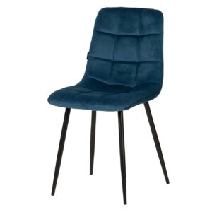Silla Metal Velvet Azul Negro 48x56x80 Cm