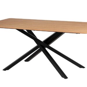 Mesa De Comedor Mdf Metal Marrón Negro 160x90x75cm