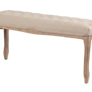 Pie De Cama Lino Capitone Patas Madera 110x36x47cm