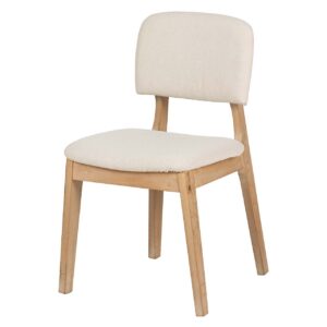 Silla Madera De Caucho Lino Beige 47x43x81 Cm