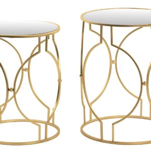 Set 2 Mesas Metal Espejo 43x43x55 38x38x50 Cm
