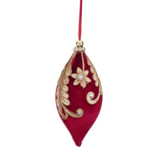 Colgante gota terciopelo rojo oro