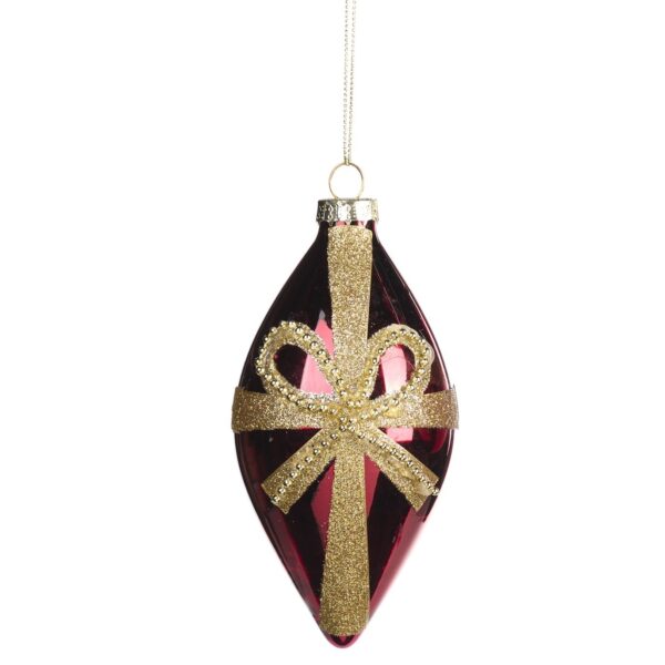 Gota cristal rojo lazo oro
