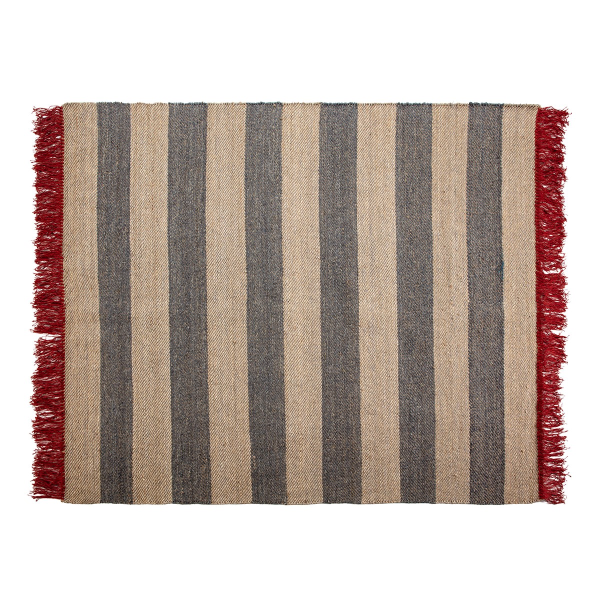 Alfombra 200x250 Yute -- Natural/Gris/Rojo