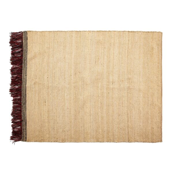 Alfombra 200x250 Yute Natural/Negro/Rojo