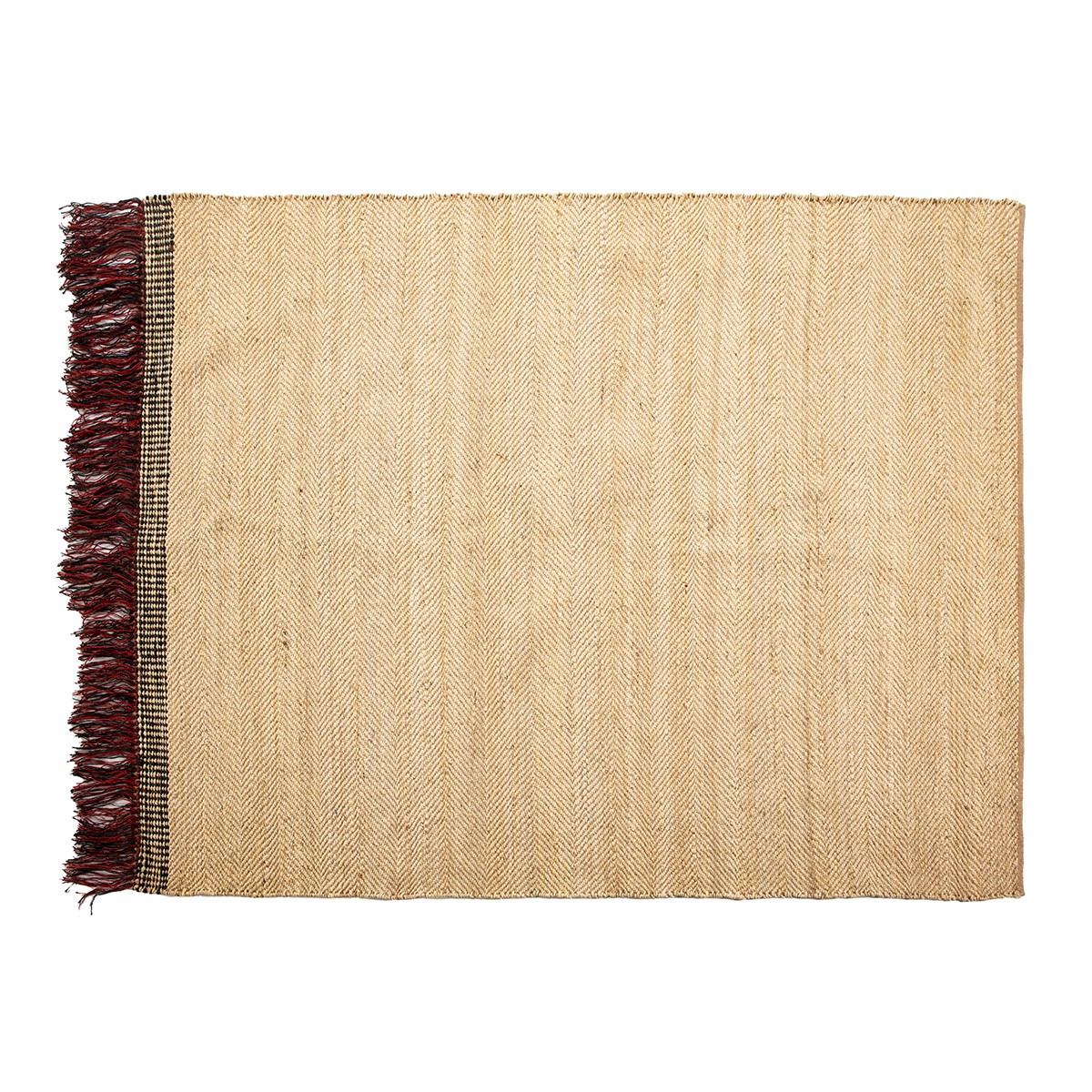 Alfombra 200x250 Yute Natural/Negro/Rojo